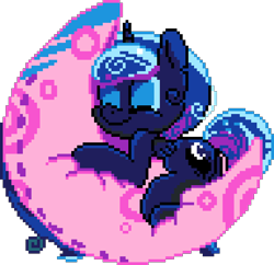 Size: 960x930 | Tagged: safe, artist:epicvon, artist:erica693992, editor:pebble_, princess luna, alicorn, pony, g4, female, filly, foal, manepxls, mare, pixel art, pxls.space, simple background, sleeping, solo, transparent background, woona, younger