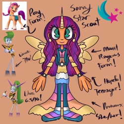 Size: 1080x1080 | Tagged: safe, artist:cj_butterfly88, sunny starscout, alicorn, earth pony, pony, g5, artificial horn, artificial wings, augmented, female, horn, magic, magic horn, magic wings, mare, mount rageous, race swap, reference, sunnycorn, teenager, trolls, trolls band together, velvet (trolls), veneer, wings