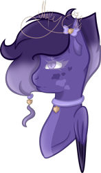 Size: 1971x3346 | Tagged: safe, artist:thecommandermiky, oc, oc only, oc:miky command, pegasus, pony, accessory, bow, bust, collar, female, folded wings, hair bow, mare, pegasus oc, purple eyes, purple hair, short hair, short mane, simple background, solo, spots, transparent background, wings