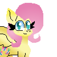 Size: 200x200 | Tagged: safe, artist:catkittgirlmeows, fluttershy, pegasus, pony, g4, female, looking at you, mare, pixel art, simple background, smiling, smiling at you, solo, spread wings, three quarter view, white background, wings