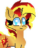 Size: 200x200 | Tagged: safe, artist:catkittgirlmeows, sunset shimmer, pony, unicorn, g4, female, simple background, solo, white background, wrong eye color