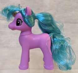 Size: 2423x2269 | Tagged: safe, pony, unicorn, bootleg, colored horn, female, high res, horn, incorrect hair placement, irl, photo, ponytail, simple background, standing, toy, white background, zuru sparkle girlz