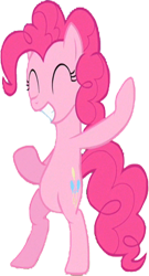 Size: 390x720 | Tagged: safe, edit, edited screencap, editor:homersimpson1983, editor:mrtoonlover83, screencap, pinkie pie, earth pony, pony, g4, background removed, belly, bipedal, eyes closed, female, not a vector, simple background, smiling, transparent background