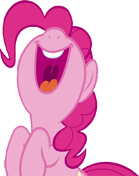 Size: 2000x2520 | Tagged: safe, edit, edited screencap, editor:homersimpson1983, screencap, pinkie pie, earth pony, pony, g4, background removed, female, happy, high res, laughing, mare, not a vector, open mouth, simple background, solo, transparent background, uvula