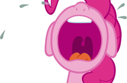 Size: 3209x2103 | Tagged: safe, edit, edited screencap, editor:homersimpson1983, screencap, pinkie pie, earth pony, pony, g4, background removed, crying, high res, nose in the air, not a vector, open mouth, simple background, solo, transparent background, uvula, volumetric mouth