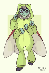 Size: 700x1050 | Tagged: safe, artist:ortie, oc, oc:atlas comet, original species, anthro, commission, cute, onesie, simple background, wings, ych result