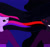 Size: 1024x957 | Tagged: safe, artist:rosestardragonmp3, twilight sparkle, oc, oc:blacklight sparkle, human, equestria girls, g4, black background, blue background, corrupted twilight sparkle, duality, duo, ethereal hair, evil smile, female, grin, nightmare twilight, nightmarified, red sclera, simple background, slit pupils, smiling, sparkly hair