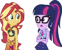 Size: 3132x2520 | Tagged: safe, edit, edited screencap, editor:homersimpson1983, screencap, sci-twi, sunset shimmer, twilight sparkle, human, equestria girls, equestria girls series, g4, unsolved selfie mysteries, background removed, belly, belly button, bikini, clothes, female, geode of empathy, geode of telekinesis, high res, magical geodes, midriff, not a vector, one-piece swimsuit, sarong, sci-twi swimsuit, simple background, swimsuit, transparent background
