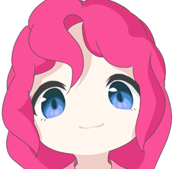 Size: 925x898 | Tagged: safe, artist:cz, part of a set, pinkie pie, human, g4, :3, anime style, bust, female, humanized, looking at you, mutsuki face, no nose, simple background, solo, white background