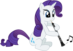 Size: 3000x2125 | Tagged: safe, artist:supermatt314, rarity, pony, unicorn, g4, female, high res, mare, music notes, musical instrument, oboe, simple background, sitting, solo, transparent background
