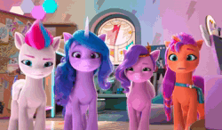 Size: 1838x1072 | Tagged: safe, screencap, izzy moonbow, pipp petals, sunny starscout, twilight sparkle, zipp storm, alicorn, earth pony, pegasus, pony, unicorn, g5, my little pony: make your mark, my little pony: make your mark chapter 6, roots of all evil, spoiler:g5, spoiler:my little pony: make your mark, spoiler:my little pony: make your mark chapter 6, spoiler:mymc06e02, adorapipp, adorazipp, animated, conspiracy board, cute, female, izzybetes, mane stripe sunny, race swap, shocked, shocked expression, sound, sunnybetes, sunnycorn, surprised, twilight sparkle (alicorn), wat, webm, zoomed in
