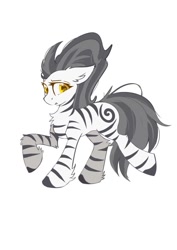 Size: 750x1061 | Tagged: artist needed, safe, oc, oc only, oc:wushi, pony, zebra, looking at you, simple background, solo, white background, zebra oc