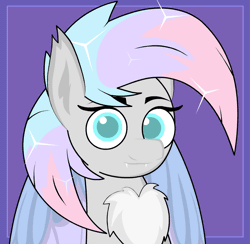 Size: 855x835 | Tagged: safe, artist:vilord, oc, oc only, oc:dreamyway skies, bat pony, pony, animated, chest fluff, cute, ear fluff, fangs, gif, heart, loop, one eye closed, simple background, solo, tongue out, wink