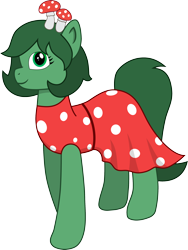 Size: 2000x2655 | Tagged: safe, artist:daylight-dream, artist:lunasquee, derpibooru exclusive, oc, oc:amanita green, earth pony, pony, clothes, cute, dress, earth pony oc, high res, mushroom, simple background, transparent background, vector