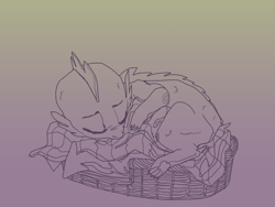 Size: 800x600 | Tagged: safe, artist:spectralunicorn, spike, dragon, pony, g4, gradient background, lying down, sleeping, solo