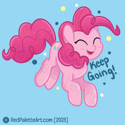 Size: 1500x1500 | Tagged: safe, artist:redpalette, pinkie pie, earth pony, pony, g4, cute, female, fun, happy, mare, motivational, positive ponies, prancing, smiling