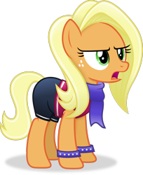 Size: 2990x3668 | Tagged: safe, artist:anime-equestria, applejack, earth pony, pony, g4, alternate hairstyle, clothes, female, high res, mare, scarf, simple background, solo, transparent background, vector, wristband