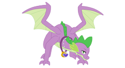 Size: 5000x2746 | Tagged: safe, artist:all0412, spike, dragon, g4, adult, adult spike, collar, looking at you, older, older spike, simple background, solo, transparent background, vector