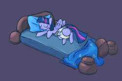 Size: 6000x4000 | Tagged: safe, artist:crinklyslinky, twilight sparkle, alicorn, pony, g4, bed, bedwetting, diaper, female, folded wings, mare, non-baby in diaper, pissing, sleeping, solo, twilight sparkle (alicorn), urine, wet diaper, wetting, wings