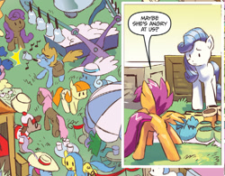 Size: 1258x983 | Tagged: safe, idw, rarity, scootaloo, pegasus, pony, g4, micro-series #7, my little pony micro-series, butt, dialogue, plot, scootabutt, speech bubble, waldo, waldo pony, where's waldo