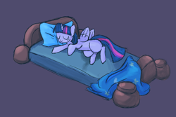 Size: 6000x4000 | Tagged: safe, alternate version, artist:crinklyslinky, twilight sparkle, alicorn, pony, g4, bed, bedwetting, female, mare, pissing, sleeping, solo, twilight sparkle (alicorn), urine, wetting