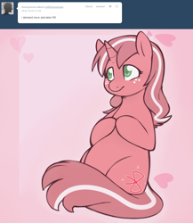 Size: 1000x1150 | Tagged: safe, artist:redintravenous, oc, oc:red ribbon, pony, unicorn, ask red ribbon, belly, female, mare, round belly, solo