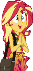 Size: 1189x2520 | Tagged: safe, edit, edited screencap, editor:mrtoonlover83, screencap, sunset shimmer, human, equestria girls, g4, background removed, belly, belly button, bikini, clothes, female, geode of empathy, magical geodes, midriff, not a vector, sarong, simple background, solo, swimsuit, transparent background