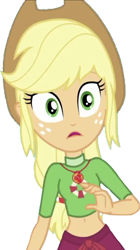 Size: 1410x2520 | Tagged: safe, edit, edited screencap, editor:homersimpson1983, screencap, applejack, human, equestria girls, g4, applejack's hat, background removed, clothes, cowboy hat, female, freckles, geode of super strength, hat, magical geodes, not a vector, simple background, solo, swimsuit, transparent background