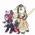 Size: 4000x4000 | Tagged: safe, artist:sumi-mlp25, oc, oc only, oc:olivia leaf, oc:venus red heart, pegasus, pony, unicorn, 2024 community collab, derpibooru community collaboration, absurd resolution, ahsoka tano, belt, bipedal, clothes, cosplay, costume, crossover, duo, female, headband, horn, jedi, lightsaber, mare, markings, multicolored hair, pants, rey, robes, simple background, skirt, star wars, transparent background, unshorn fetlocks, weapon, wings