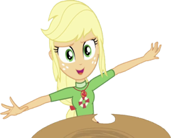 Size: 3135x2520 | Tagged: safe, edit, edited screencap, editor:homersimpson1983, screencap, applejack, human, equestria girls, g4, my little pony equestria girls: better together, turf war, applejack's hat, arms spread out, background removed, clothes, cowboy hat, female, freckles, geode of super strength, hat, high res, magical geodes, not a vector, simple background, solo, swimsuit, transparent background
