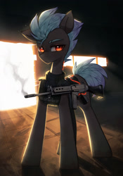 Size: 1280x1824 | Tagged: safe, artist:astralblues, oc, earth pony, pony, assault rifle, fn fal, gun, male, rifle, solo, stallion, weapon