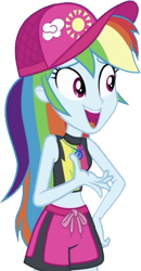 Size: 1307x2520 | Tagged: safe, edit, edited screencap, editor:mrtoonlover83, screencap, rainbow dash, human, equestria girls, g4, background removed, bikini, cap, clothes, female, geode of super speed, hat, magical geodes, not a vector, simple background, solo, swimsuit, transparent background