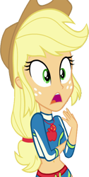 Size: 1268x2520 | Tagged: safe, edit, edited screencap, editor:homersimpson1983, screencap, applejack, human, equestria girls, g4, applejack's hat, background removed, bikini, clothes, cowboy hat, female, freckles, geode of super strength, hat, magical geodes, not a vector, simple background, solo, swimsuit, transparent background