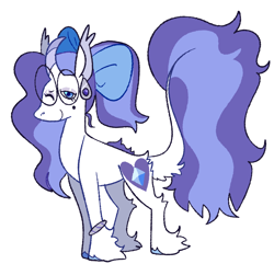 Size: 2048x1972 | Tagged: safe, artist:goatpaste, oc, oc only, oc:majesty, pony, unicorn, g4, horn, leonine tail, long description, offspring, parent:rarity, parent:unknown, simple background, solo, tail, unicorn oc, white background