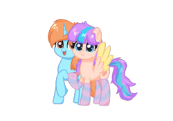 Size: 2360x1640 | Tagged: safe, artist:sblll, oc, oc only, oc:sssbai, oc:伊林娜, pegasus, pony, unicorn, 2024 community collab, derpibooru community collaboration, duo, horn, simple background, transparent background, wings