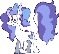 Size: 1590x1471 | Tagged: safe, artist:goatpaste, oc, oc only, oc:majesty, pony, unicorn, g4, curved horn, horn, leonine tail, offspring, parent:rarity, parent:unknown, simple background, solo, tail, unicorn oc, unshorn fetlocks, white background