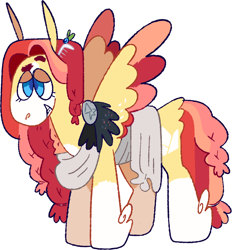 Size: 1522x1638 | Tagged: safe, artist:goatpaste, oc, oc only, oc:maiden voyage, pegasus, pony, g4, comb, female, magical gay spawn, mare, offspring, parent:rockhoof, parent:sunburst, parents:rockburst, simple background, solo, white background