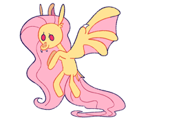 Size: 2048x1436 | Tagged: safe, artist:goatpaste, fluttershy, bat pony, pony, g4, bat ponified, flutterbat, race swap, simple background, solo, white background