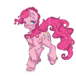Size: 826x826 | Tagged: safe, artist:anniwowww, pinkie pie, earth pony, pony, g4, blushing, chest fluff, female, fluffy, freckles, mare, simple background, solo, transparent background, unshorn fetlocks