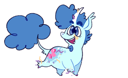 Size: 2048x1260 | Tagged: safe, artist:goatpaste, party favor, pony, unicorn, g4, alternate design, curved horn, horn, leonine tail, simple background, solo, tail, white background