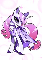 Size: 1448x2048 | Tagged: safe, artist:stacy_165cut, fleur-de-lis, pony, unicorn, g4, clothes, dress, female, looking at you, mare, simple background, smiling, solo