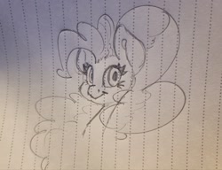 Size: 2048x1572 | Tagged: safe, artist:leadhooves, pinkie pie, earth pony, pony, g4, bust, female, lined paper, looking at you, mare, pencil drawing, smiling, smiling at you, solo, traditional art