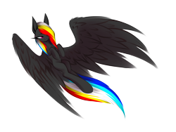 Size: 2000x1500 | Tagged: safe, artist:darky_wings, oc, oc only, oc:darky wings, pegasus, pony, 2024 community collab, derpibooru community collaboration, belly, big ears, female, hooves on belly, large wings, long eyelashes, long legs, long tail, mare, minimalist, partially open wings, simple background, solo, tail, transparent background, wings