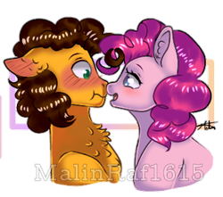 Size: 349x309 | Tagged: source needed, safe, artist:malinraf1615, edit, cheese sandwich, pinkie pie, earth pony, pony, g4, cropped, duo, female, male, mare, ship:cheesepie, shipping, stallion, straight