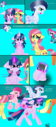 Size: 750x1687 | Tagged: source needed, safe, artist:septicmelon, fluttershy, pinkie pie, soarin', twilight sparkle, g4, implied shipping, implied soarindash, implied straight, pinkamena diane pie