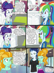 Size: 768x1024 | Tagged: source needed, safe, artist:ilaria122, lightning dust, rainbow dash, rarity, soarin', comic:a mysterious rival, equestria girls, g4, implied shipping, implied soarindash, implied straight