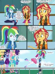 Size: 768x1024 | Tagged: safe, artist:ilaria122, applejack, fluttershy, pinkie pie, rainbow dash, rarity, sci-twi, sunset shimmer, twilight sparkle, comic:a mysterious rival, equestria girls, g4
