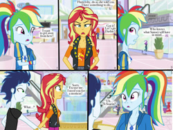 Size: 828x621 | Tagged: source needed, safe, artist:ilaria122, rainbow dash, soarin', sunset shimmer, comic:a mysterious rival, equestria girls, g4, female, male, ship:soarindash, shipping, straight
