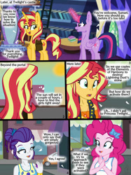 Size: 413x552 | Tagged: source needed, safe, artist:ilaria122, pinkie pie, rarity, sunset shimmer, twilight sparkle, comic:a mysterious rival, equestria girls, g4