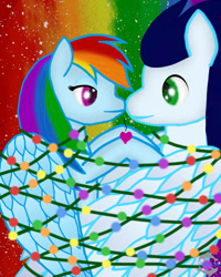 Size: 750x937 | Tagged: source needed, safe, artist:delphina34, rainbow dash, soarin', pegasus, pony, g4, christmas, female, holiday, male, ship:soarindash, shipping, straight